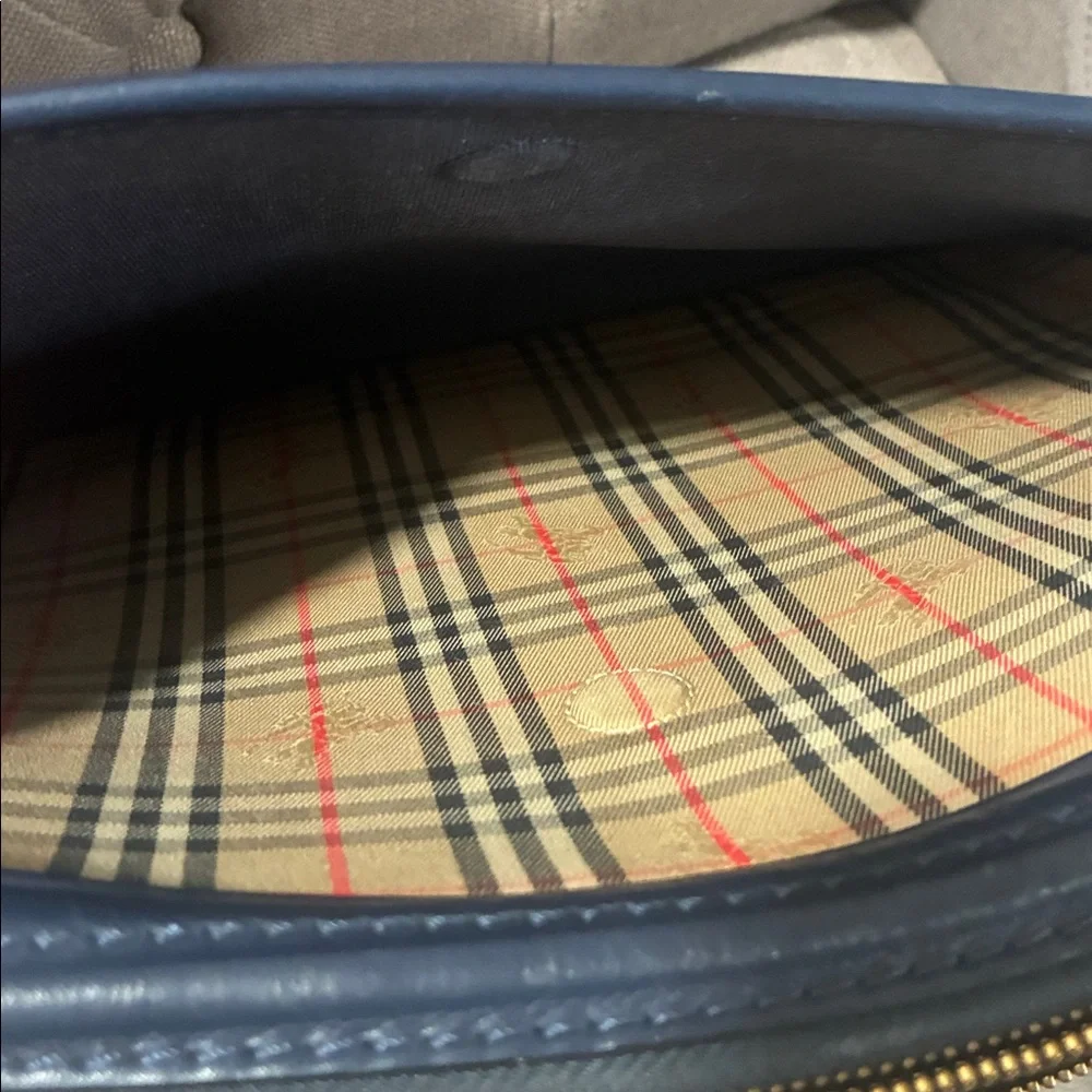 Burberry Men’s Plaid Crossbody Bag in Beige and Navy